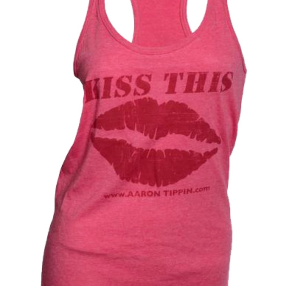 Vintage Aaron Tippin Soft Pink “Kiss this” tank M